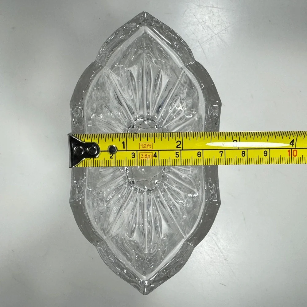 Gorham Lotus Oval Lead Crystal Vase‎ Tulip Rim Clear Heavy Blown Glass Floral 6